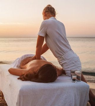 Private bay beach at Ocean View Terrace Inn with calm waters of Shinnecock Bay, Hampton Bays, NY